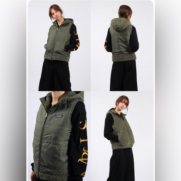 Patagonia Los Gatos Hooded Reversible Industrial Green Vest- Medium - Picture 2 of 11